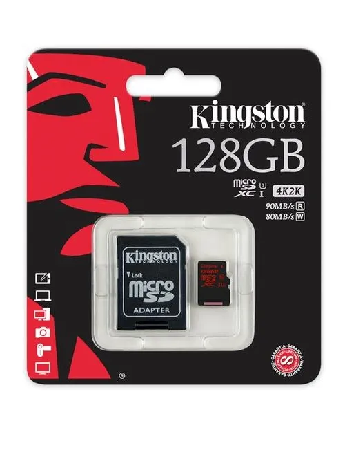 Карта памяти Kingston 128 Gb с адаптером